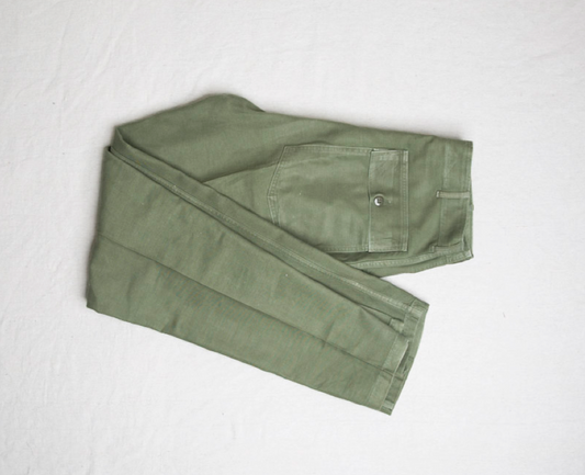 Vintage 60's 70's OG-107 Green Army Military Trousers Pants | 32 x 34