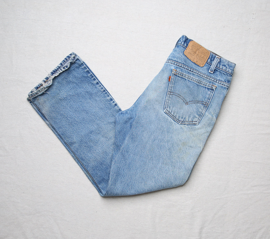Vintage 70s 80s Levi's Blue Denim Straight Leg Pants Orange Tab Jeans | 32 x 28