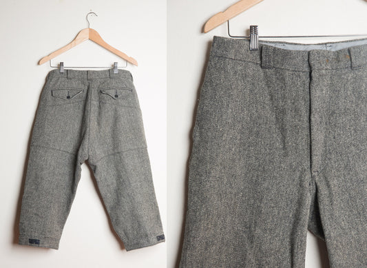 Vintage Woolrich Woolen Mills Gray Pants | Hunting Wool Trousers | Cropped | Made in USA | 34 X 20