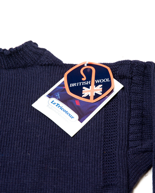 Vintage Deadstock Le Tricoteur Guernsey Navy Blue Wool Knit Sweater Jumper | British Wool Made in England UK | 32