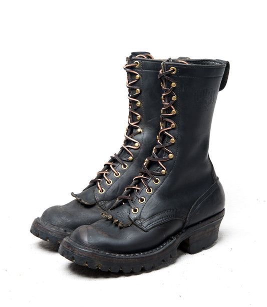 Vintage White's Smokejumper Black Leather Lace Up Logger Boots | Spokane, WA | Size 6.5 EE