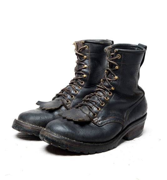 Vintage Hathorn Logger Boots | Black Leather Smokejumper | Spokane, WA | 9.5 E