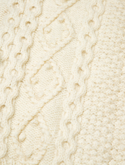Vintage Cream Wool Ivory Fisherman Cable Knit Pullover Sweater | Knitwear Winterwear Cardigan