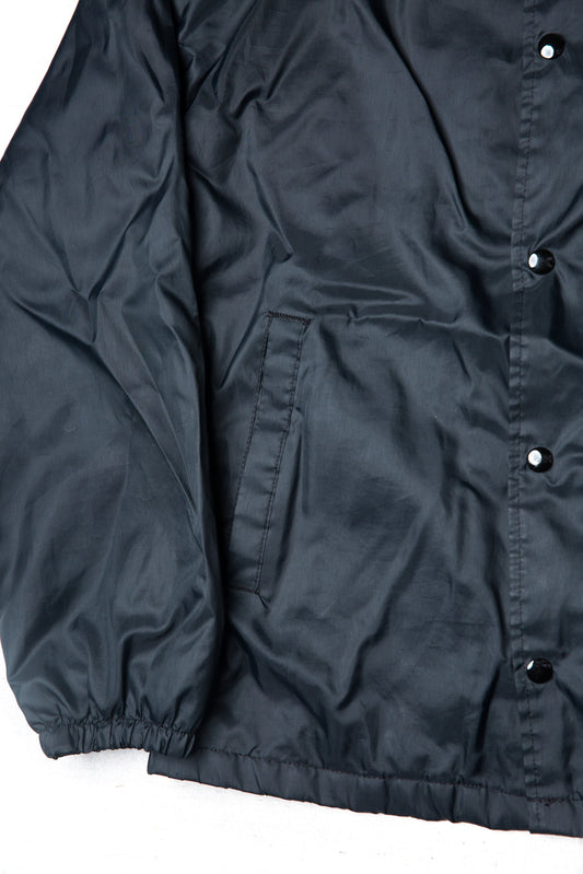 Vintage Auburn Sportswear Plain Black Nylon Lined Snap Button Jacket | Made in USA | Medium